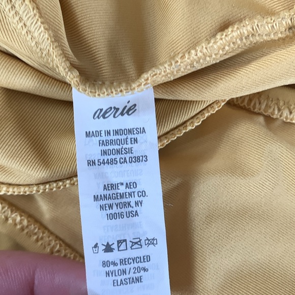 Aerie Yellow Mustard Low Back Cinched Ruffle Keyhole Neck One-piece Swim… - Picture 10 of 10